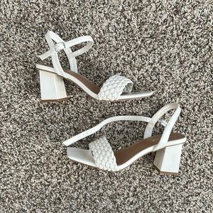 White Bamboo sandal heels
